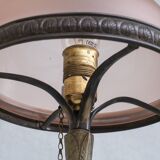 Lampe de table en laiton et verre Art Nouveau français