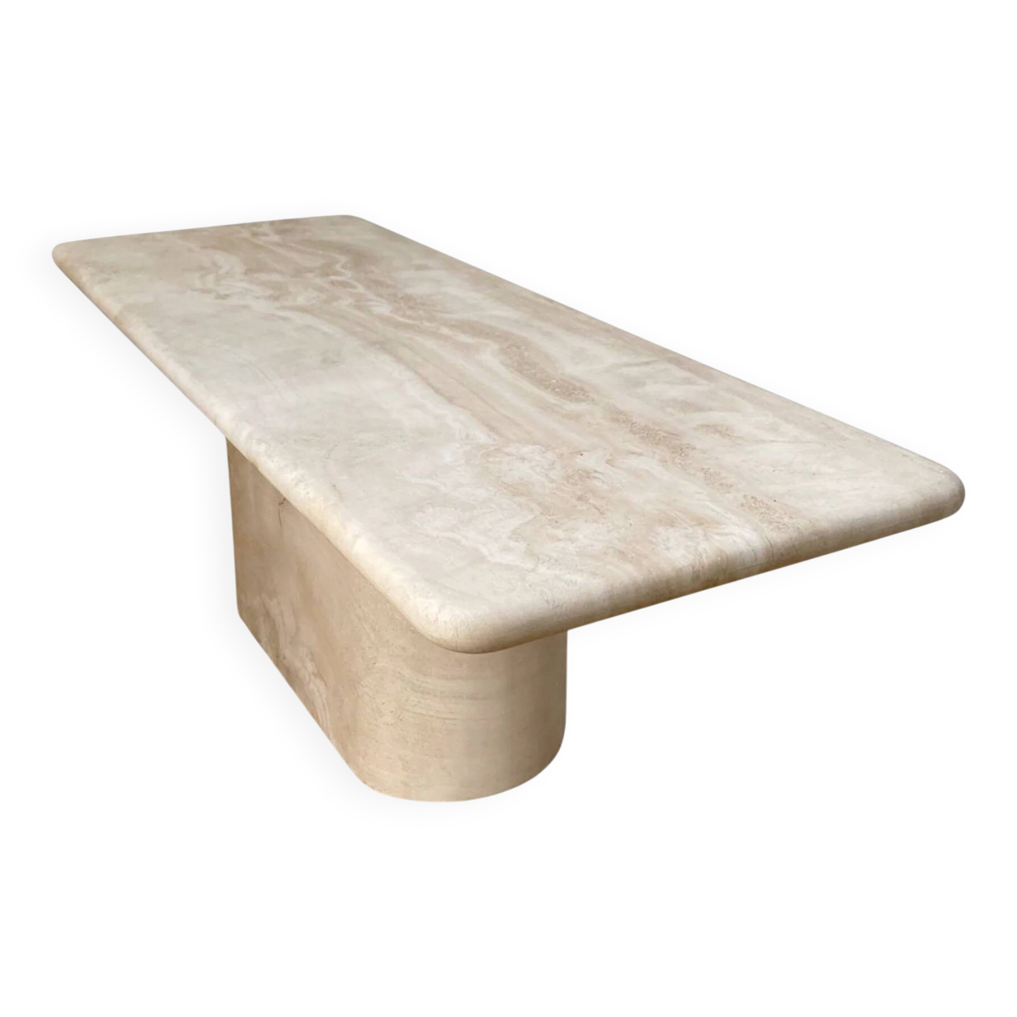 Large Thick Rectangle Travertine Dining Table by My Habitat Design