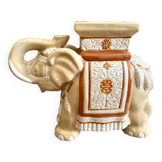 Grand Éléphant en Céramique Émaillée