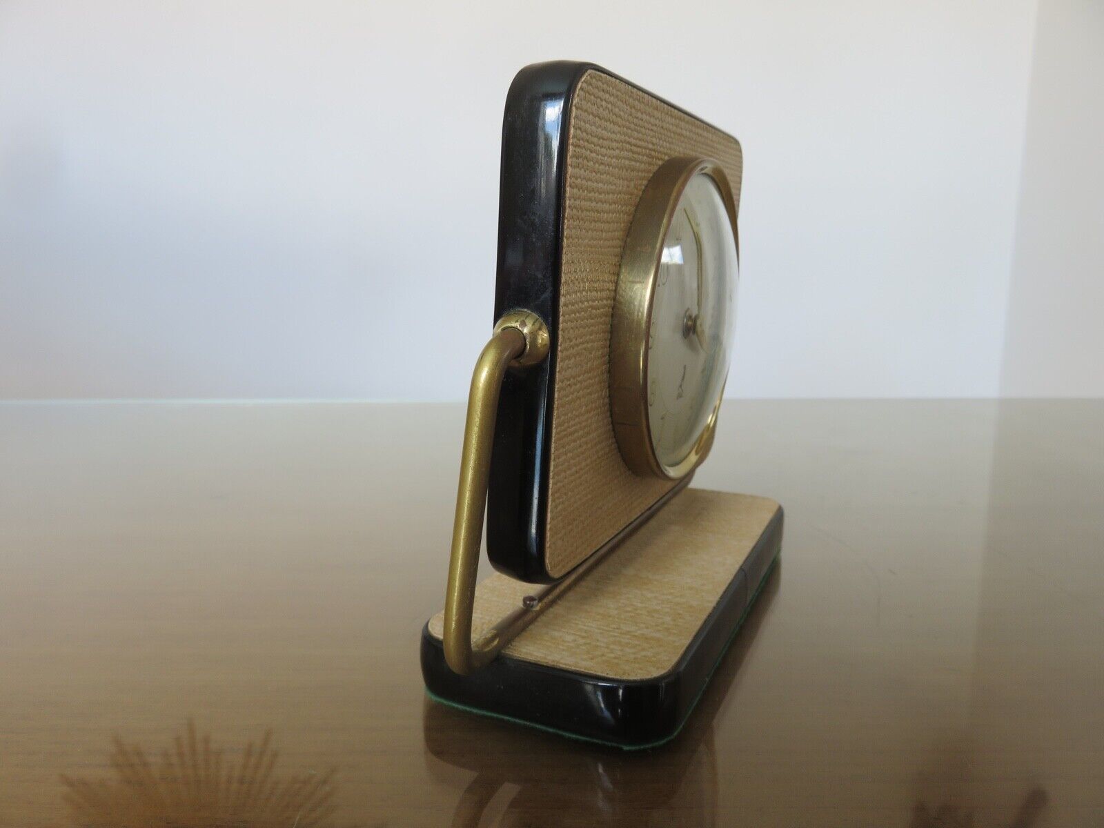 Mechanical alarm clock "jaz" brass and vinyl, swivel 50s 60s