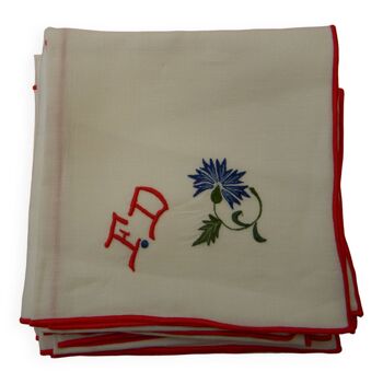 Set of 12 napkins flower décor.