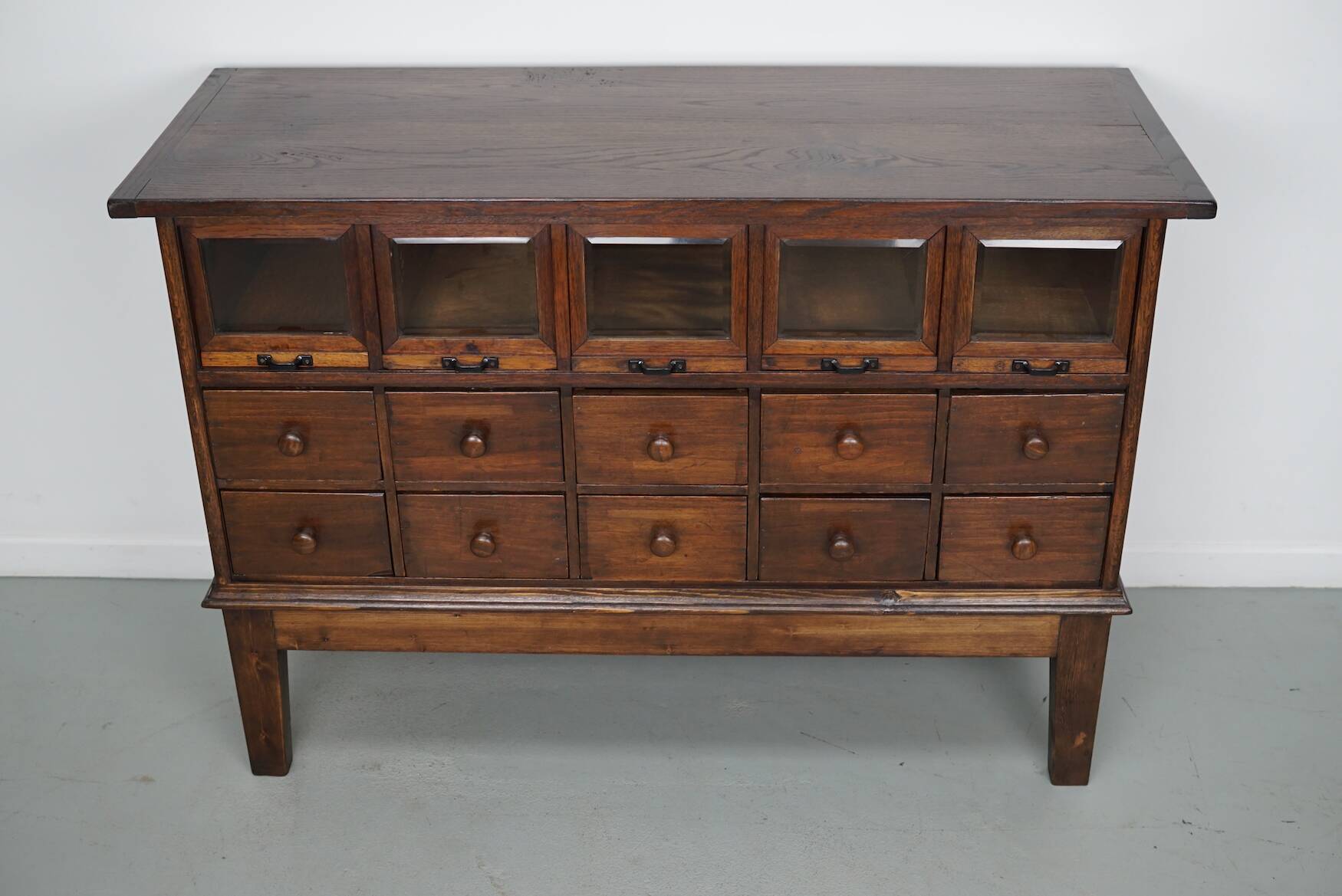 Antique German Oak Haberdashery Shop Cabinet, 1920/30s