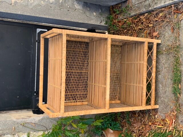Rattan wicker shelf, 3 floors vintage 1960/70