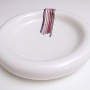Round White Ceramic Catchall by Ambrogio Pozzi with Hand Painted Details, I