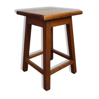 Old square stool in solid wood