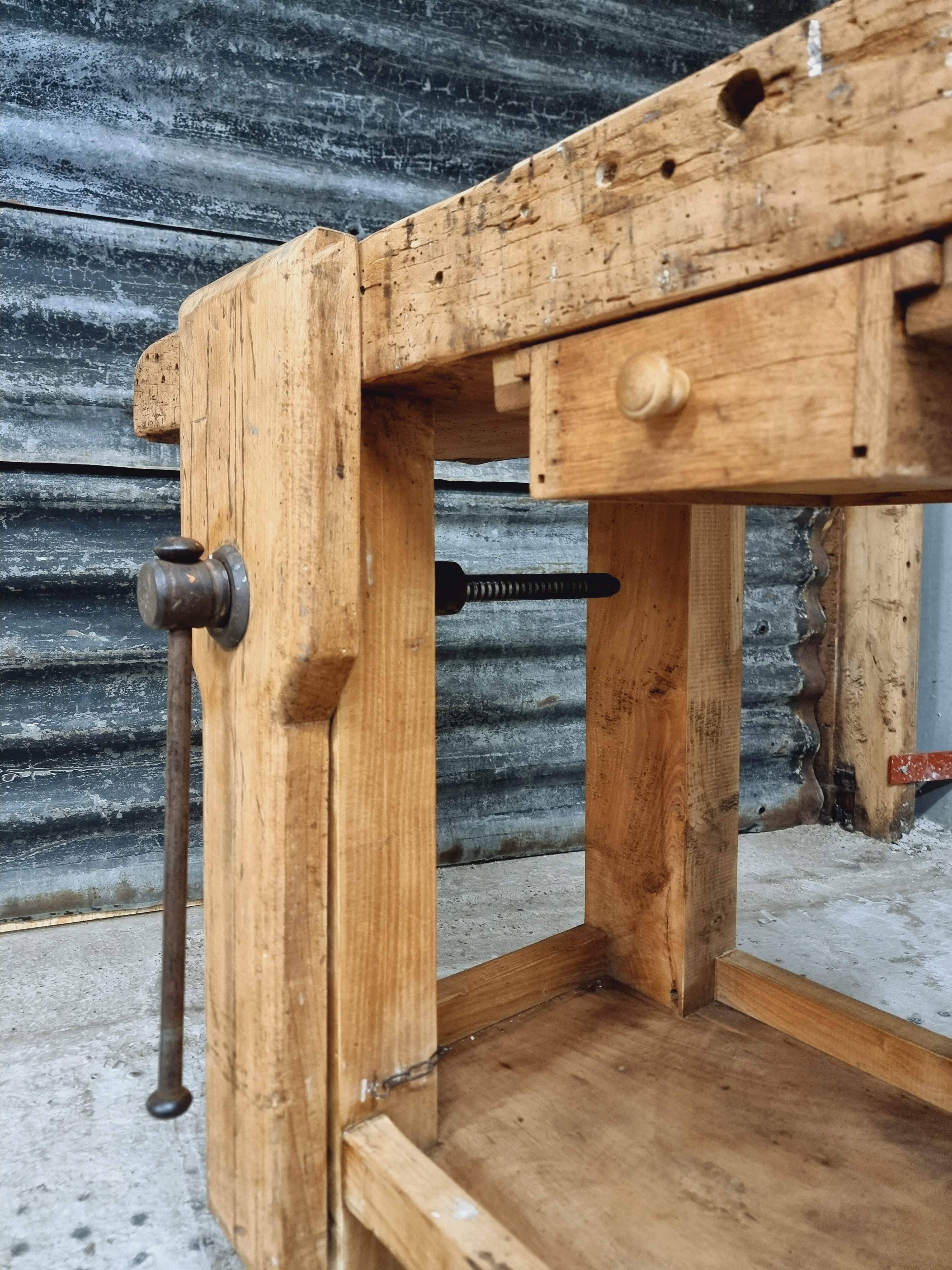 Old workbench side table bathroom furniture 48 x 193 cm