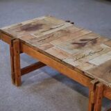 Coffee table in beech and ceramic by Roger Capron, 1960s