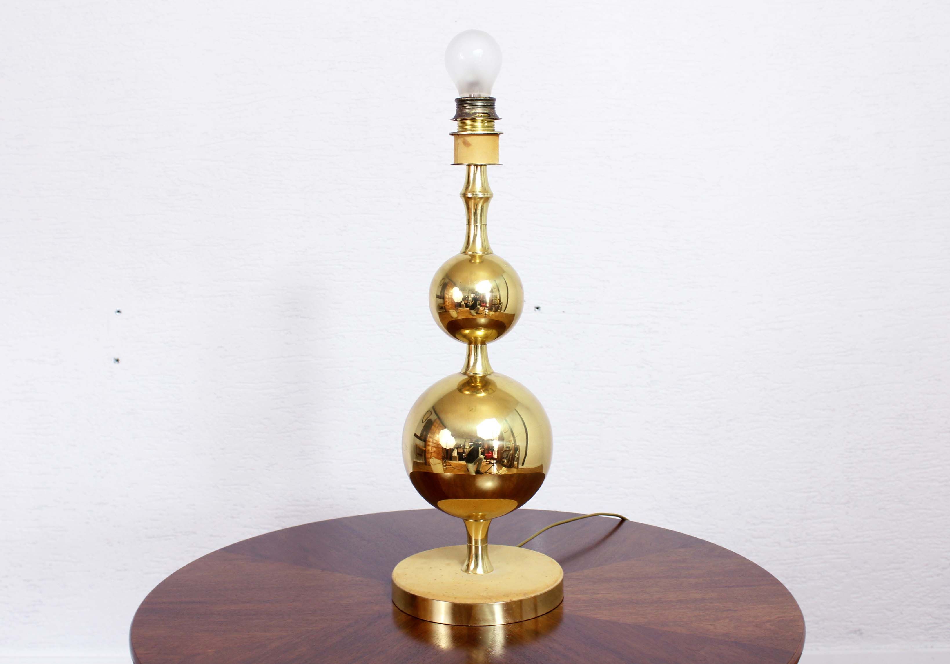 Beautiful brass and leather table lamp