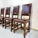 Vintage Handmade French Chairs in Leather & Oak, 1970s.