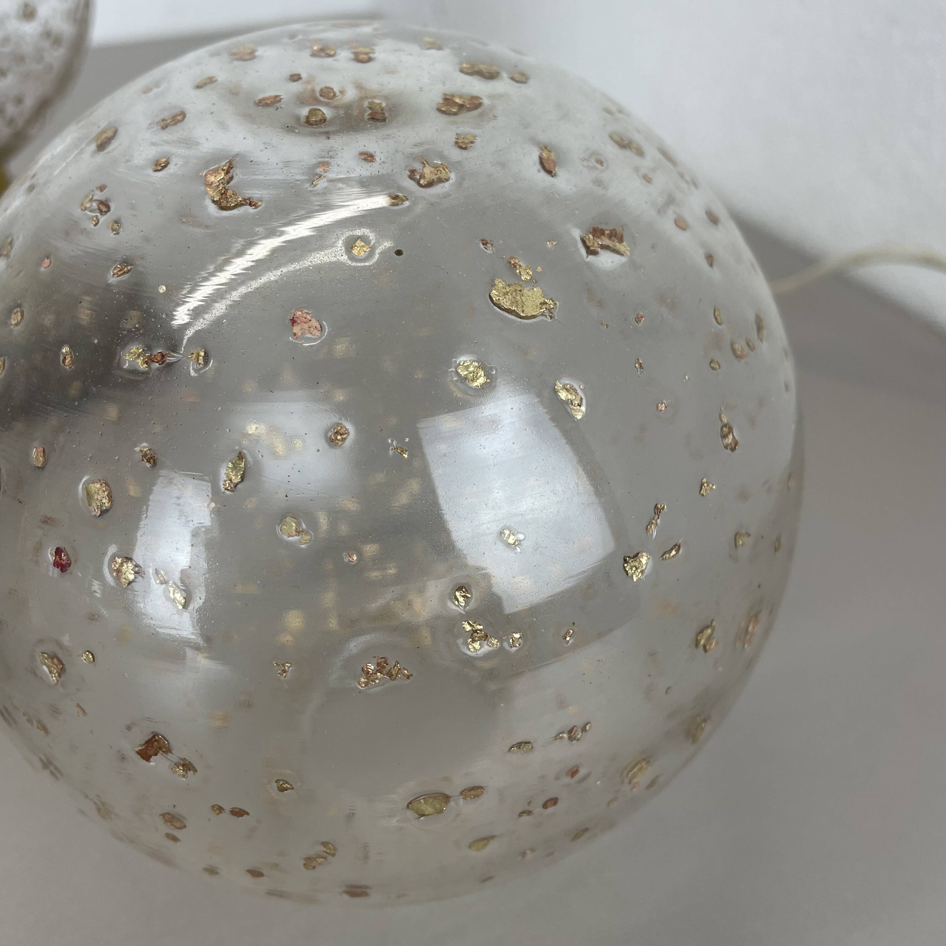 Set of 2 glass ball and oak Wooden Table Lights by Temde Lights, Germany 19