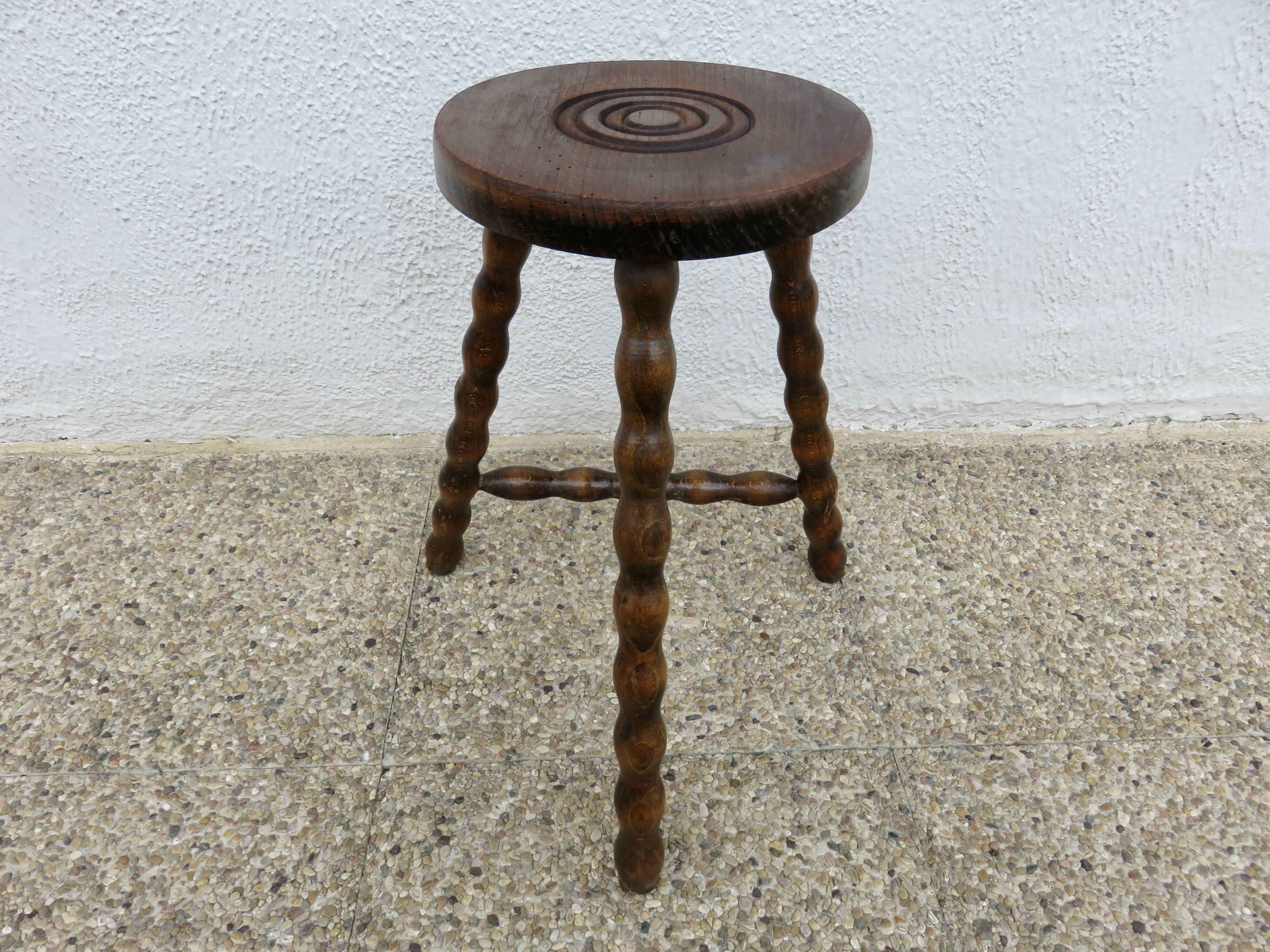 Antique tripod stool, farmhouse stool, 1950s-1960s
