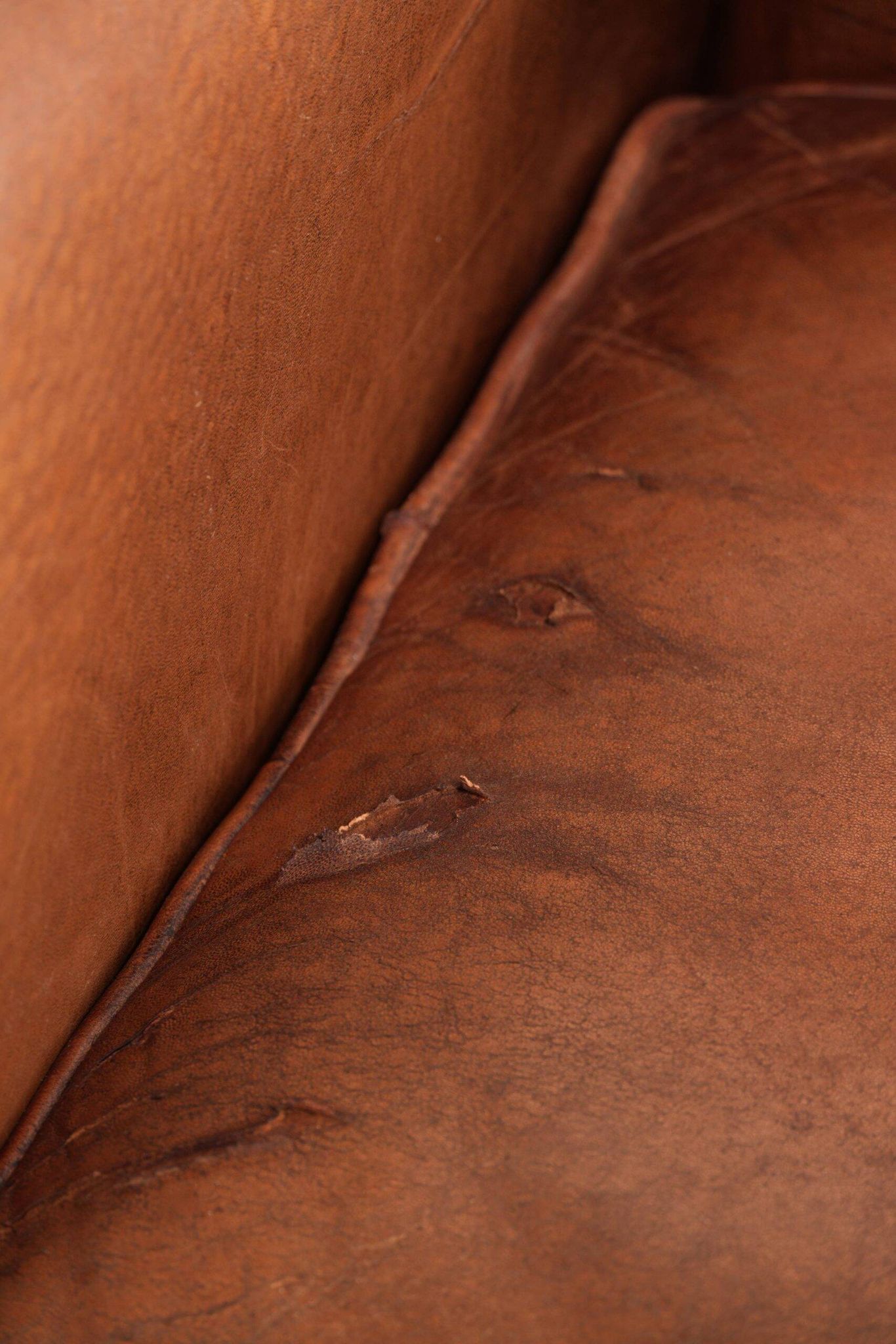 Comfortable vintage sheepskin armchair finished with decorative nails