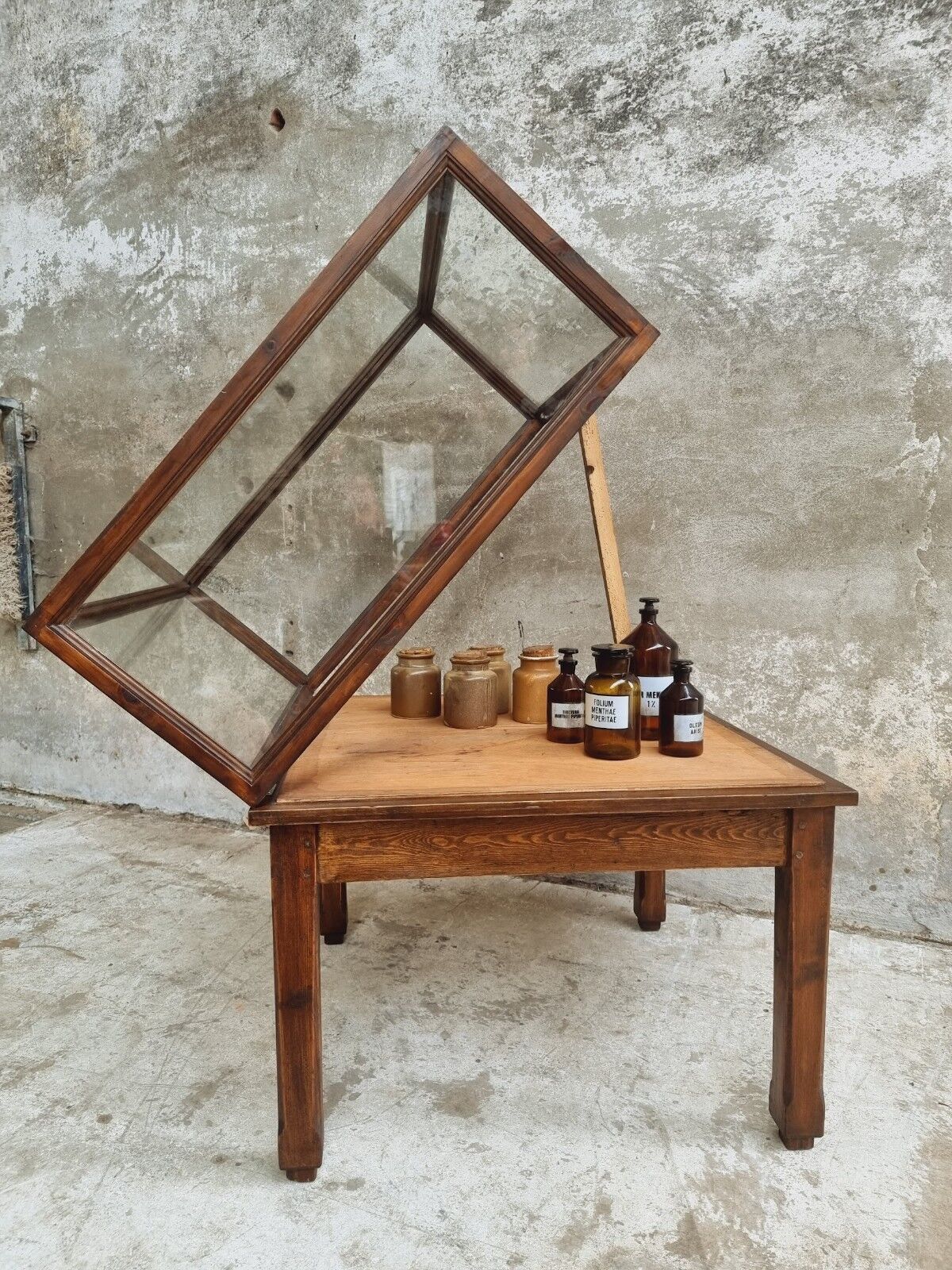 Old display cabinet shop display case or museum cabinet