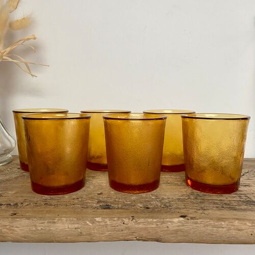 6 verres ambrés texturés Arcoroc Sierra vintage