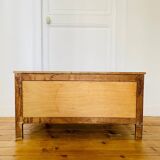 Vintage storage chest in wood and woven rattan