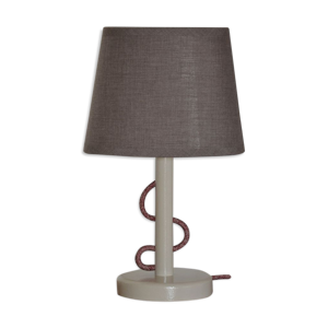 Lampe à poser bordeaux et lin