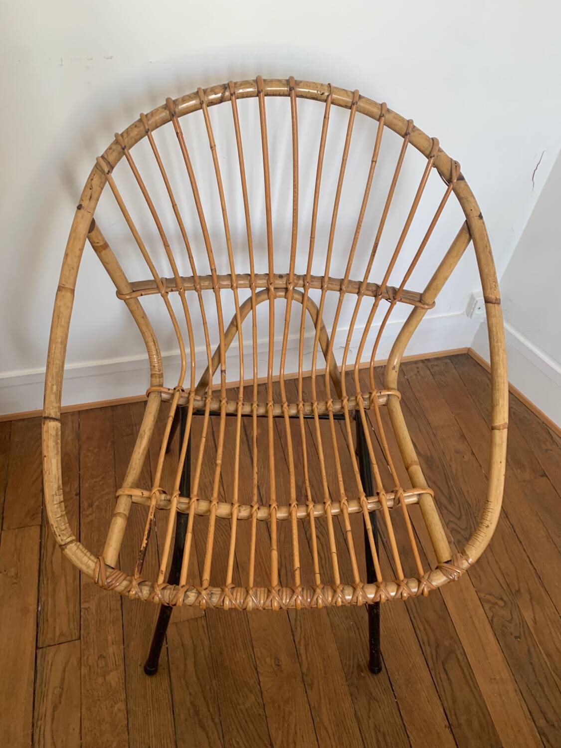 Pair of vintage rattan armchairs