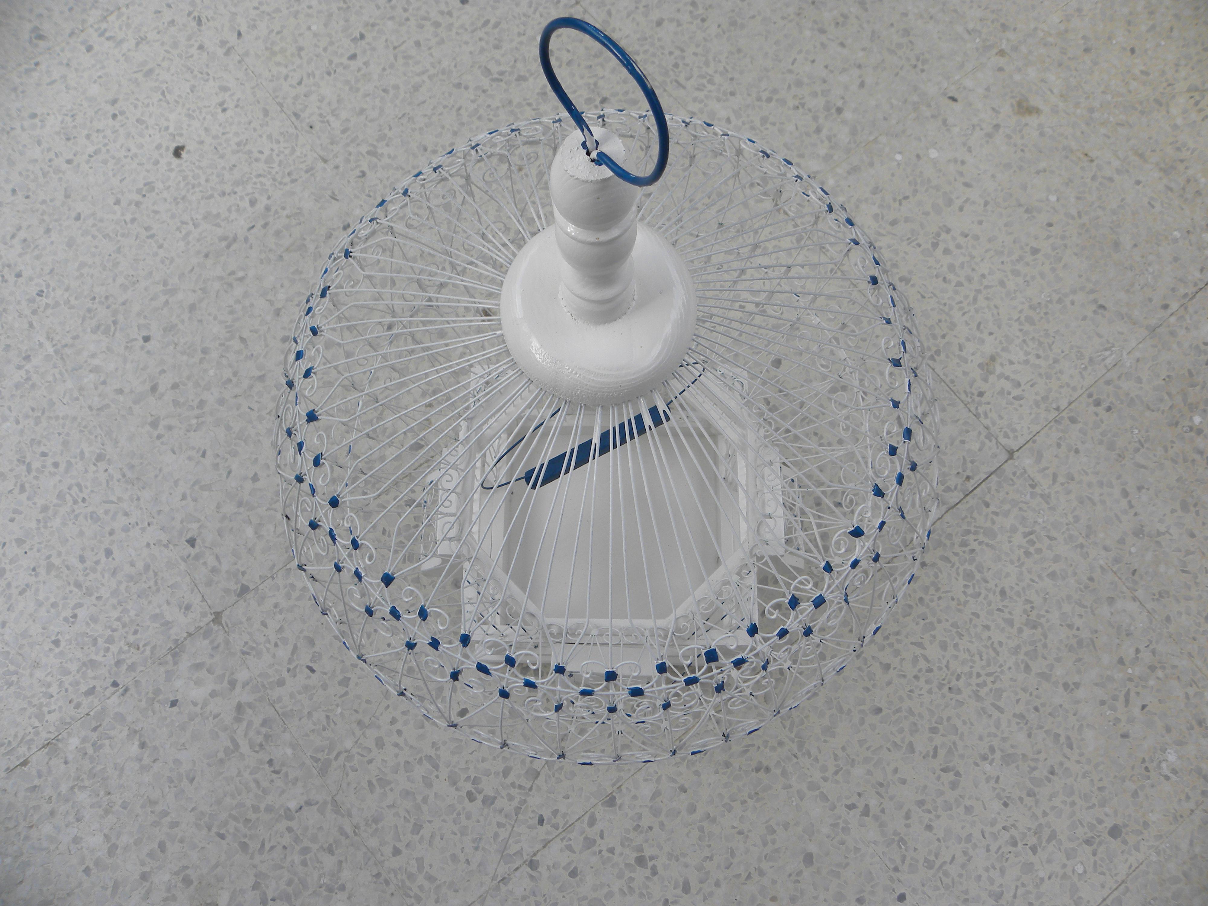 Sidibousaid Tunisian White and Blue Birdcage Authentic Decorative Article