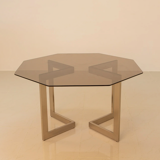 Dining table "two legs" octagonal metal 70's