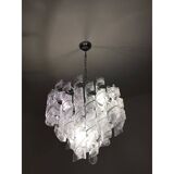 Murano Glass Sputnik Chandelier With Swirling Italian Glass Clear and White