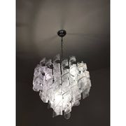 Murano Glass Sputnik Chandelier With Swirling Italian Glass Clear and White
