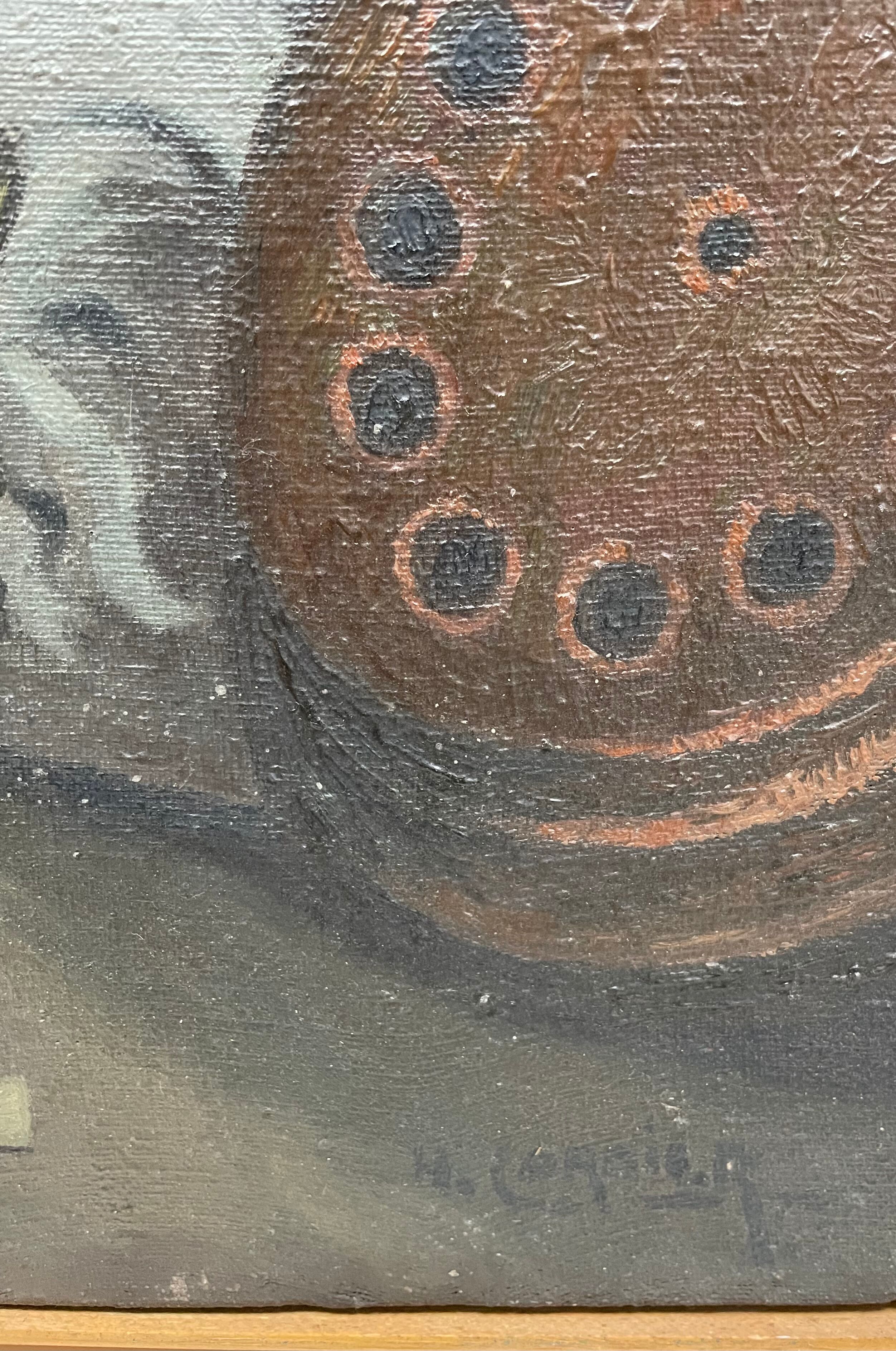 Painting, still life with the head of a satyr