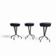 3 x stool / black top / chrome frame / 1970s  / Height 53 Depth 40 cm