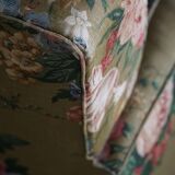 Modern Danish pair of curved lounge chairs, original fabric, Fritz Hansen, 1940.