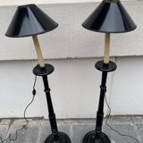 Pair of blackened wooden lampposts Napoleon III