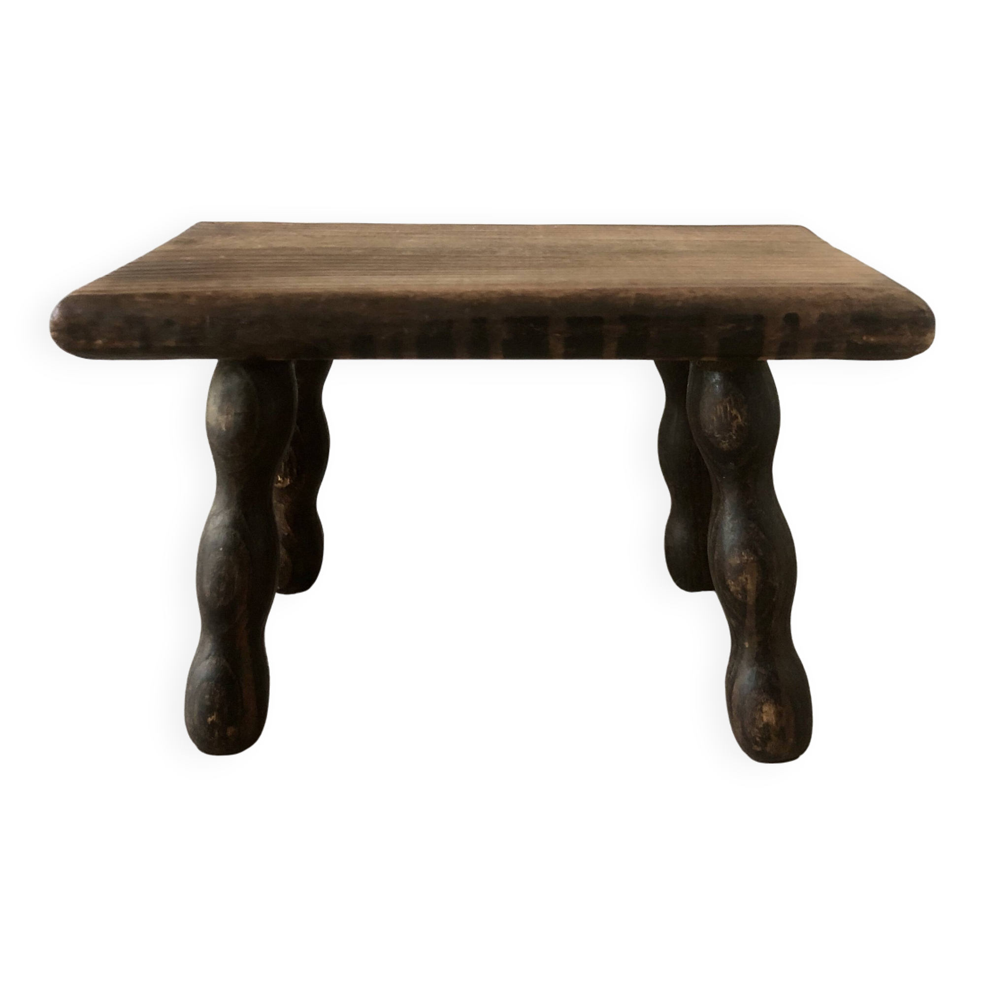 Small wooden bench with beaded legs