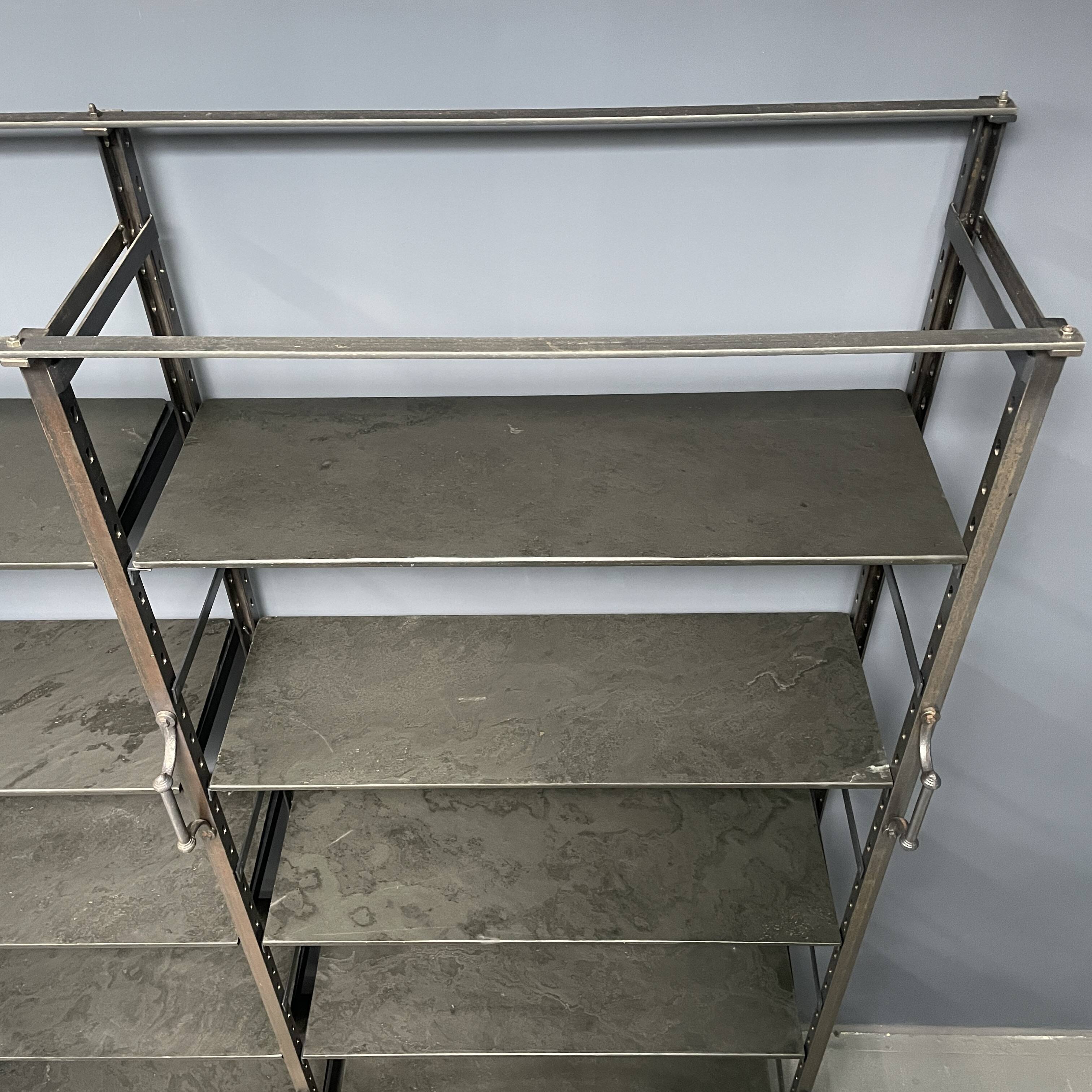 Industrial Iron Library Wall Shelving Cabinet