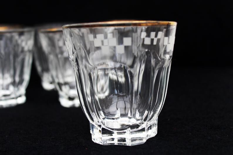 9 vintage french aperitif glasses