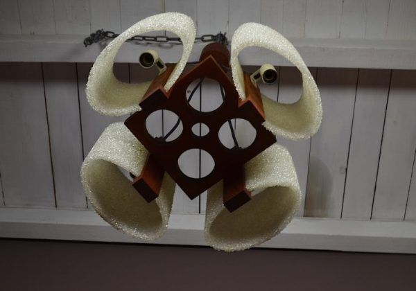 Chandelier vintage 1960 teak Scandinavian design
