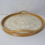 round rattan and mother-of-pearl tray