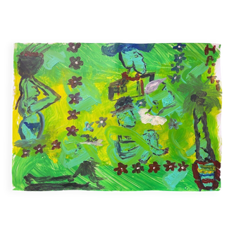 Voodoo Art White Haiti Acrylic Vaudun Art Brut Animism