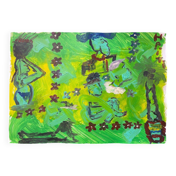 Voodoo Art White Haiti Acrylic Vaudun Art Brut Animism