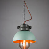 Vintage mint industrial hanging light from TEP