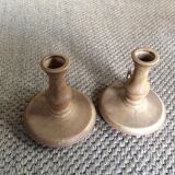 Pair of stoneware candle holders