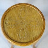 Curved wood bistro stool perforated seat 1920