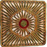 Dessous de plat en paille tressée multicolore années 70