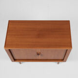 Midcentury Danish sideboard in teak with tambour doors by Dyrlund 1960s - wooden legs