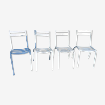 4 chaises métal blanches