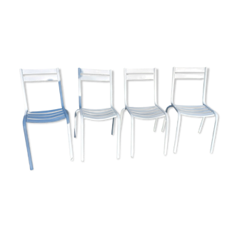 4 chaises métal blanches