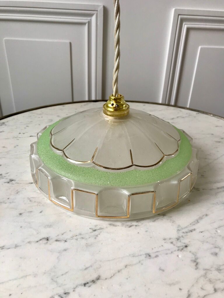 Green granite glass pendant lamp 50s-60s