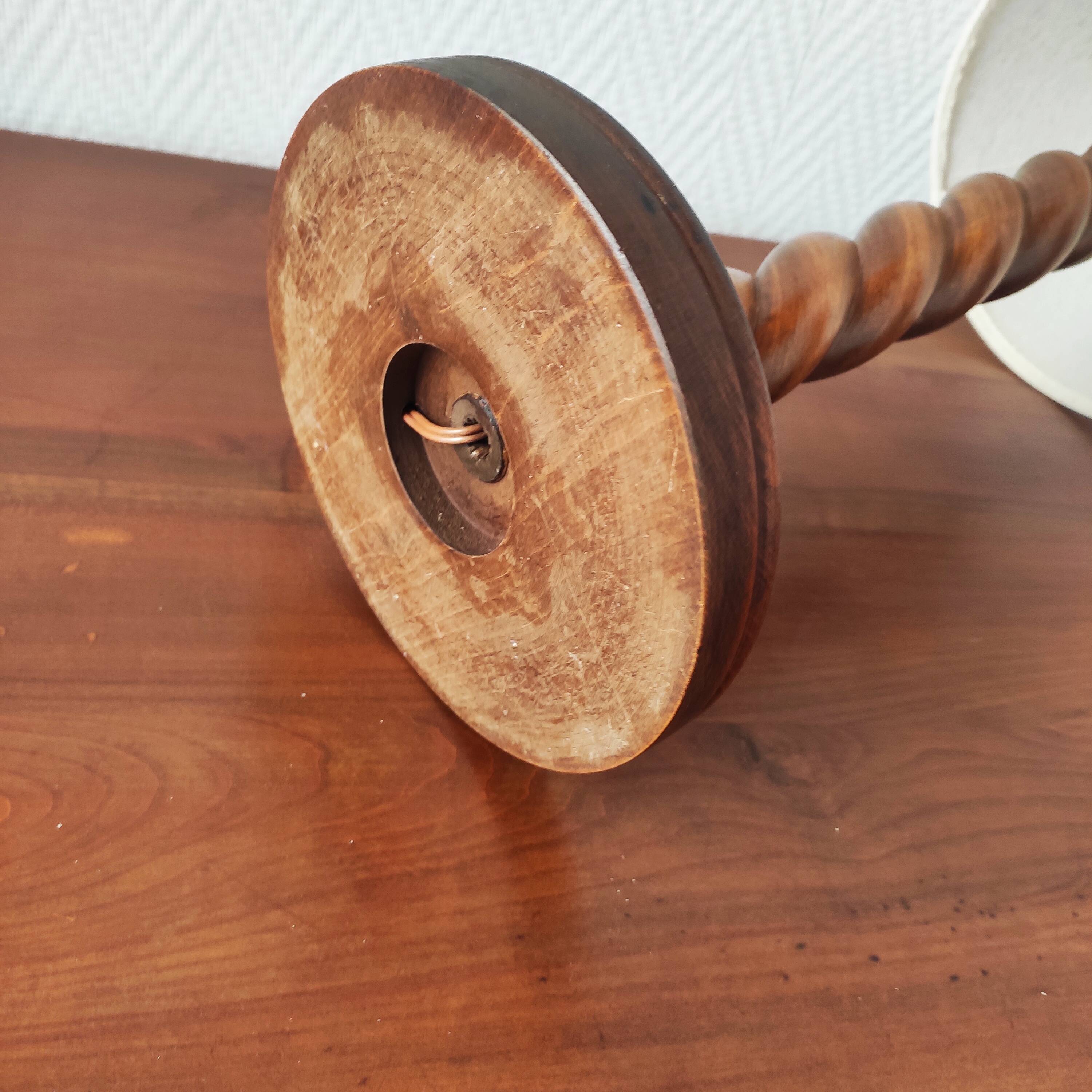 French lamp from the mid-20th century in twisted wood.