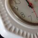 Octagonal clock in white ceramic, vintage 60s-70s