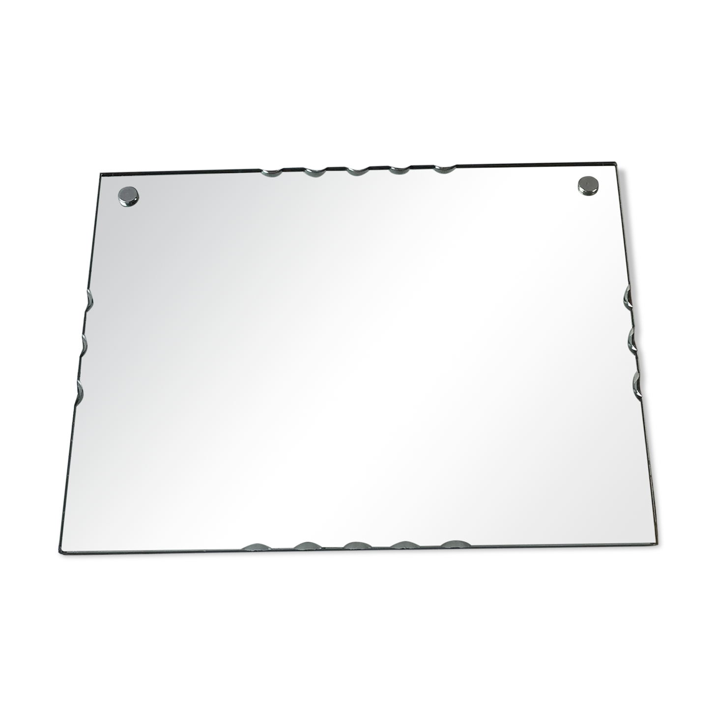 Thick engraved bevelled mirror 39cm X 30cm