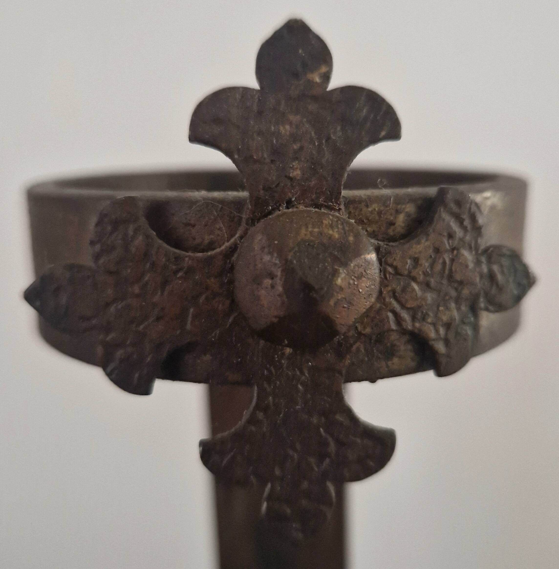 Candle holders in pairs, 20th century, wrought iron, brutalist.