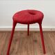 Ikea Red Metal and Wool Three pod Stool, Model Eskilstuna, 1990s
