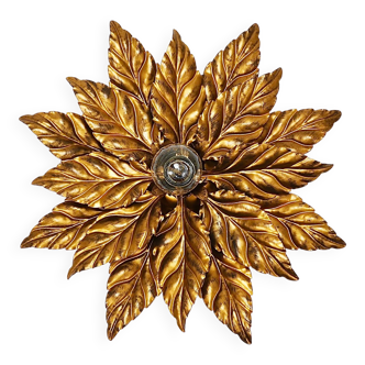 Hans Kögl Hollywood Regency Florentine Wall Light Ceiling Fixture in Gold Metal
